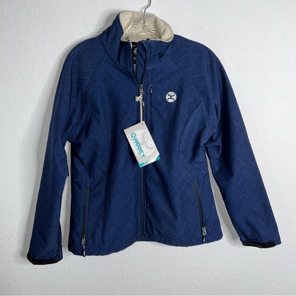 Hooey Jacket Women Medium Softshell Fleece Coat Navy Blue Aztec Water Resistance - Picture 1 of 10